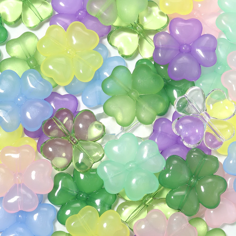 20 Stück 27mm Glücks-Vierblattklee-Acrylperlen Transparente Bunte Lose Abstandsperlen DIY Schlüsselanhänger Handykette Schmuckherstellung – Detail 6