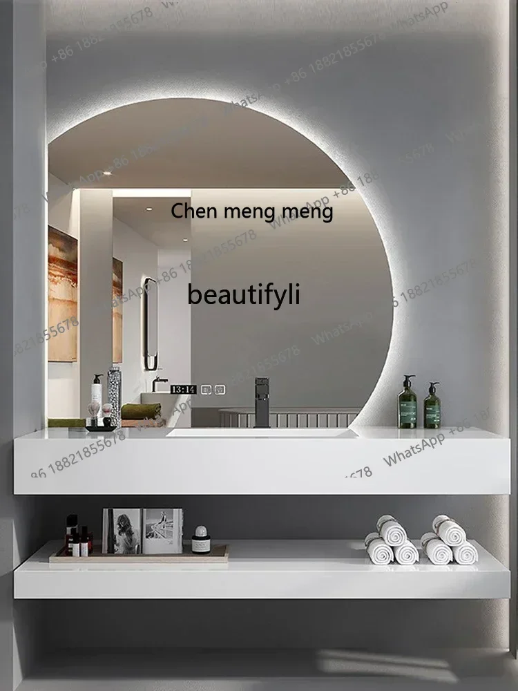 

D178 double-layer rock slab integrated basin, bathroom cabinet combination ceramic seamless wash basin bathroom cabinet