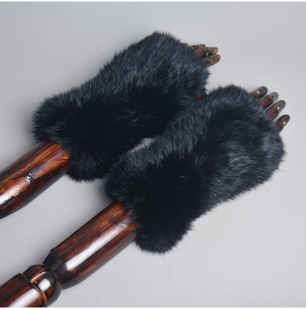 Lady Winter 100% Natural Real Rex Rabbit Fur Glove Women Soft Rex Rabbit Fur Glove Foashion Warm Knitted Genuine Fur Gloves