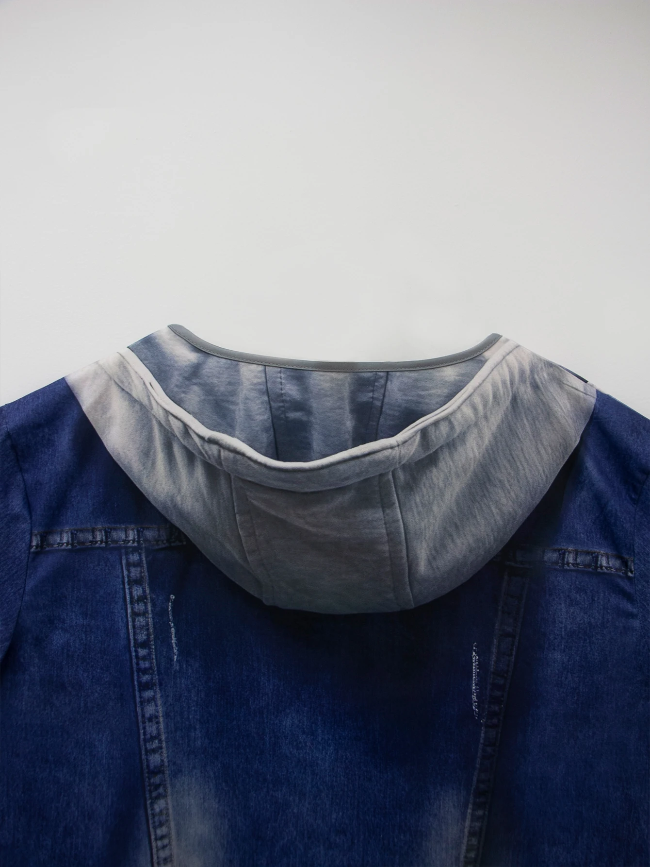 تي شيرت نسائي مقاس كبير من قماش الدنيم المقلد كاجوال بأكمام قصيرة ورقبة دائرية على الطراز الغربي من قماش الدنيم متعدد الاستخدامات ومريح #6