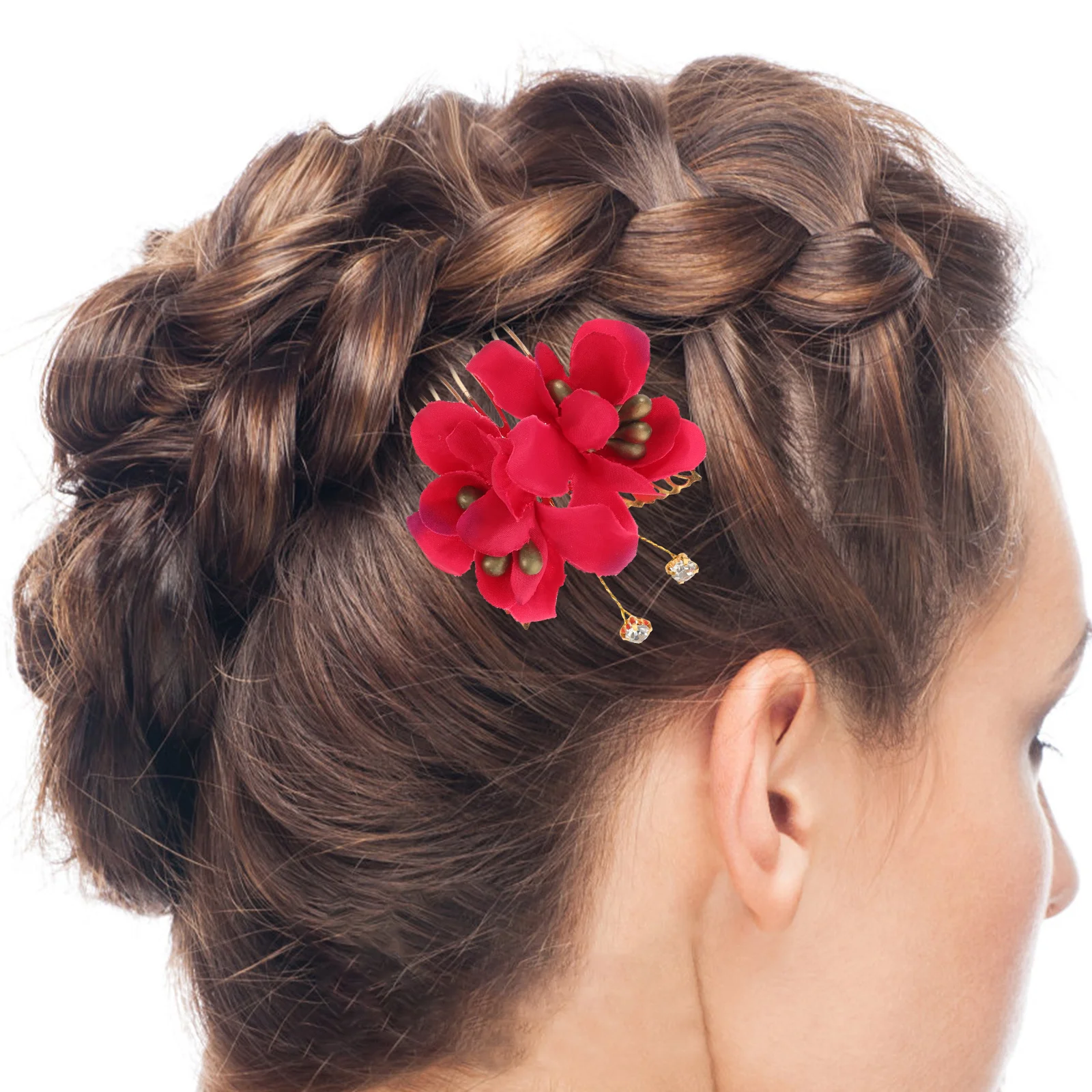 

2pcs Wedding Comb Artificial Flower Hair Clips Beach Bridal Hair Accessories Hawaiian Side Combs - Floral Hairpins For Women