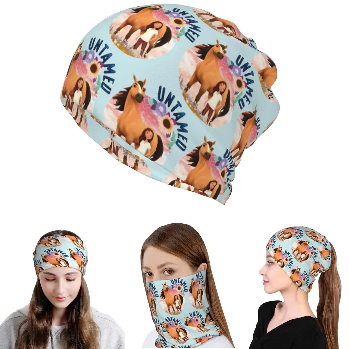 Untamed Spirit Riding Free Bandana Neck Cover Magic Scarf Warm Face Mask Beanies Hat for Men Women Adult Washable