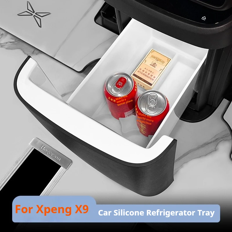 

For Xpeng X9 2024 2025 Car Silicone Refrigerator Tray Xiaopeng X9 Car Central Control Lower Storage Box Armrest Box Storage Box