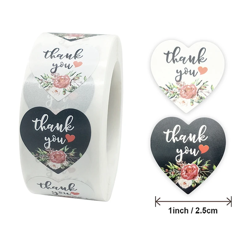 500pcs Round Labels Kraft Paper Thank You Sticker Dragees Candy Bag Flower Gift Box Cake Boxes and Packaging Wedding Stickers