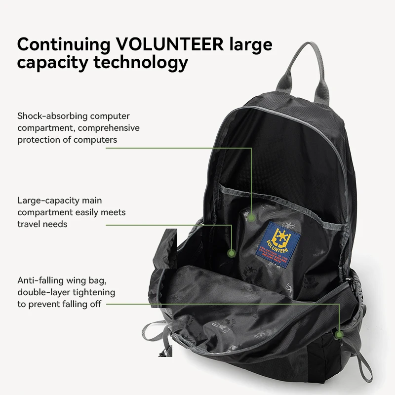 VOLUNTEER 15L Casual Travel Hiking Climbing Backpack Men Outdoor Camping Waterproof Lightweight Backpack Daypack for Men 1857-07 view 5