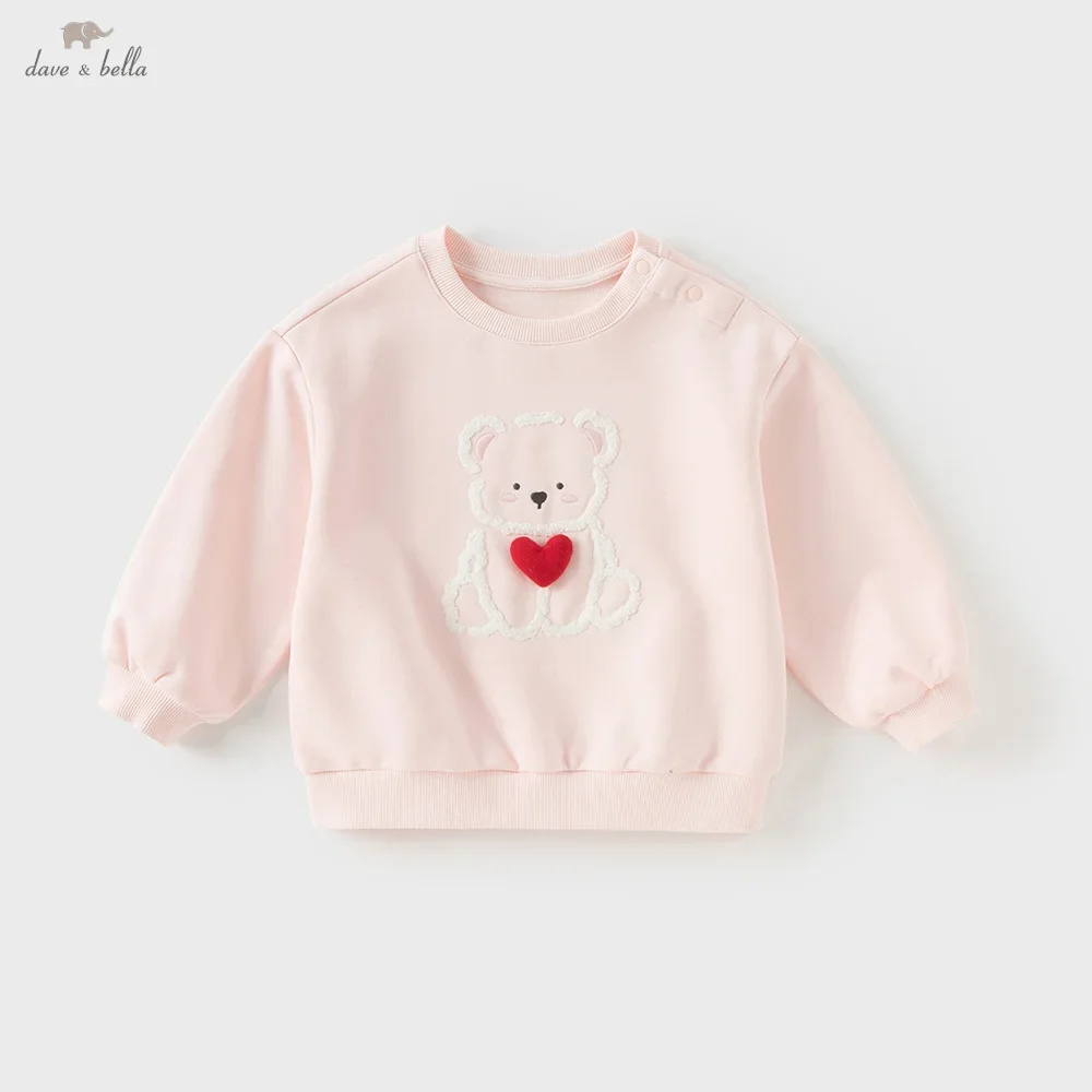 

Dave Bella Autumn Girls' Hoodie Pullover Casual Sweet Cute Cartoon Bear Kids Long Sleeves Bottoming Shirt Clothes Warm DB3253041