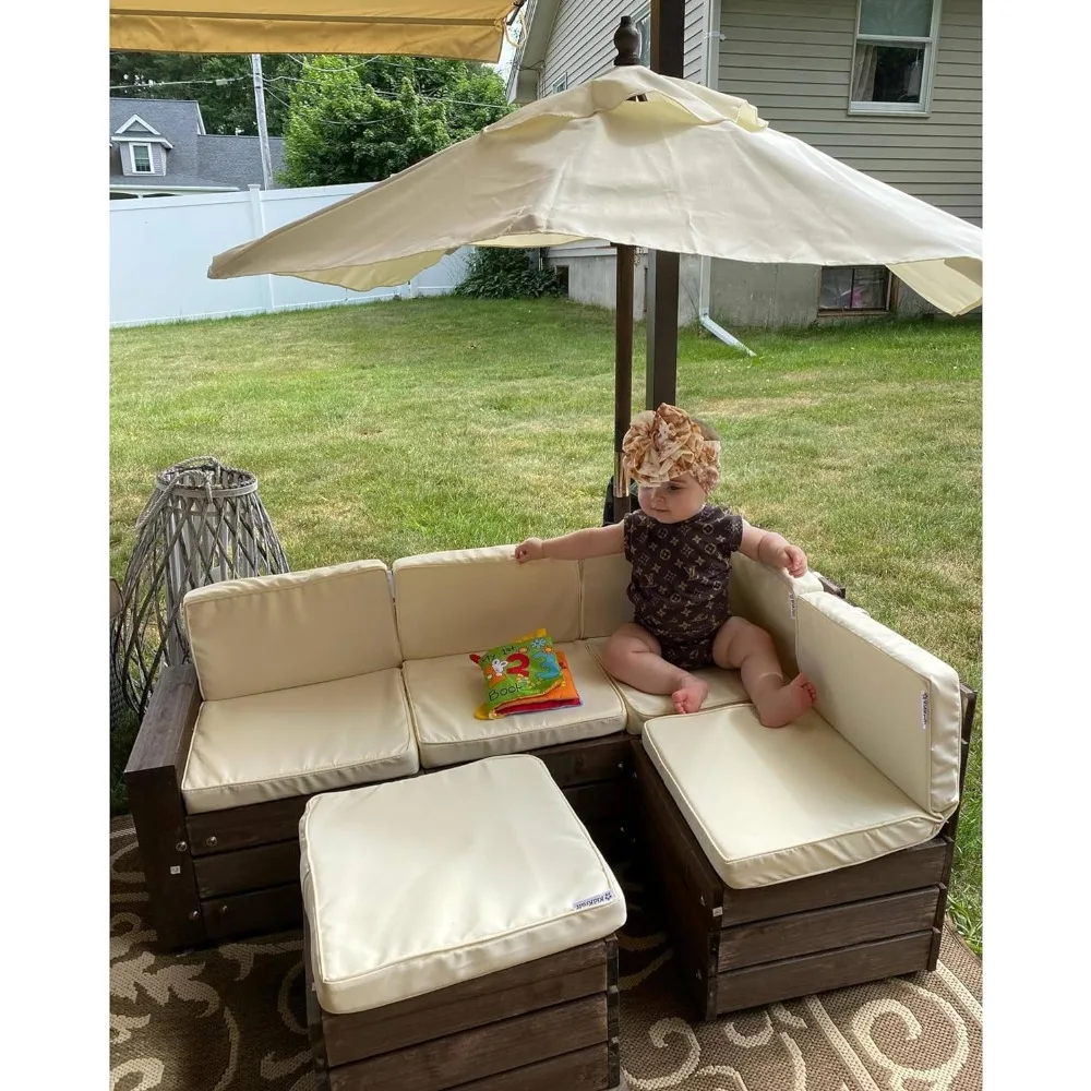 

Outdoor wooden combination footstool and umbrella set, with cushion, free delivery of children's pet furniture