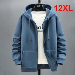 Hoodies monocromáticos de lã para homens, capuz plus size, jaqueta grande, azul, preto, vermelho, cinza, 10XL, 12XL, outono e inverno