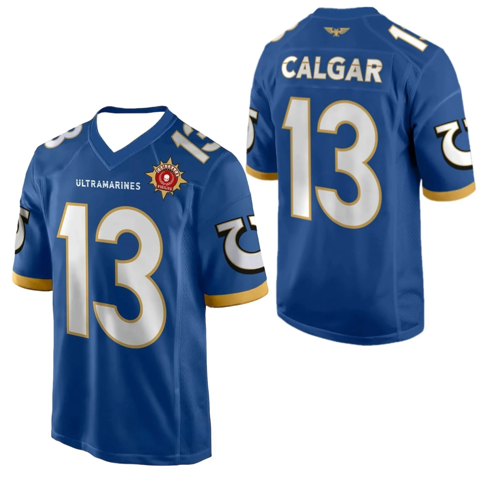 Men's Football Jersey Ultramarines Calgar #13 Short Sleeve Sports Shirt Quick Dry Wargame 40k Fan Training Top Family Matching