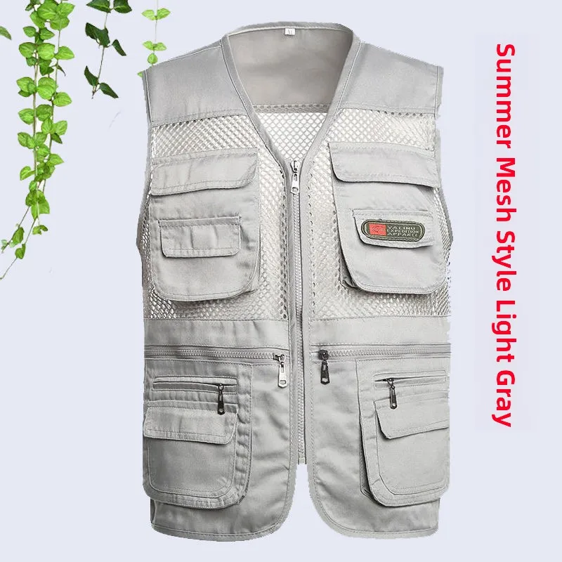 Summer Thin Men's Me Vest Multi-ket Outdoor Photoaphy Casual Loose Large Size Workwear Vest oulder Pad