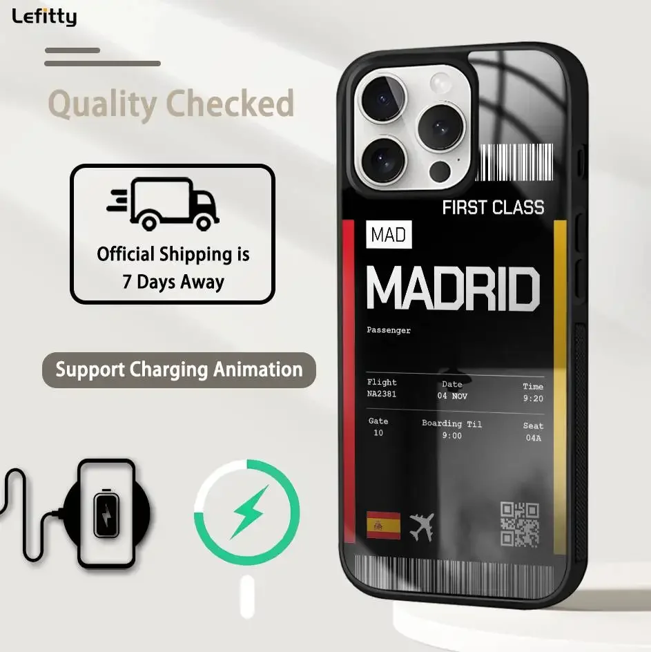 حافظة هاتف إسبانيا لهاتف آيفون 16 15 14 13 12 11 Pro Max Plus Mini Magsafe غطاء شحن لاسلكي غلاف صلب مغناطيسي #2