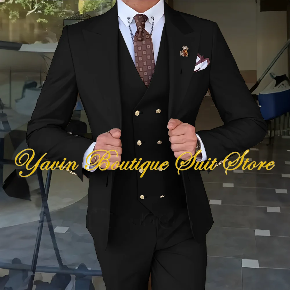 Costumes pour hommes d'affaires, smoking de marié de mariage, veste cintrée, pantalon, gilet, costume 3 pièces, costume pour hommes de haute qualité