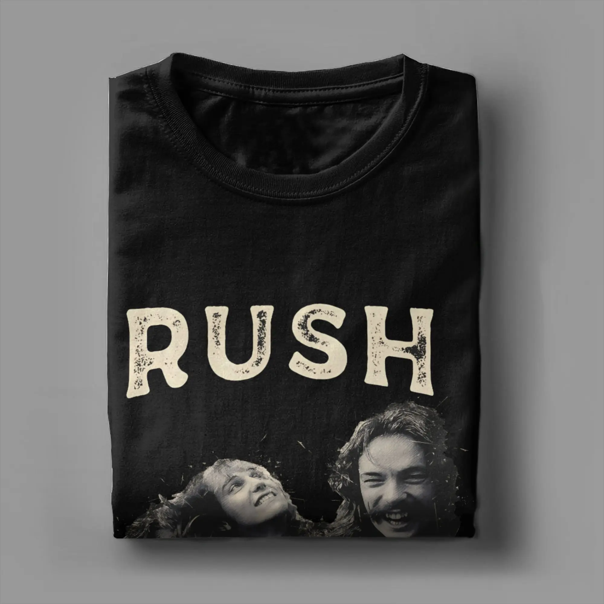 Rush Model Black Tour Concert T Shirt Beach Rush Band  Cotton T-Shirts For Men Print Tee Shirt Short-Sleeved Y2K Retro Tees