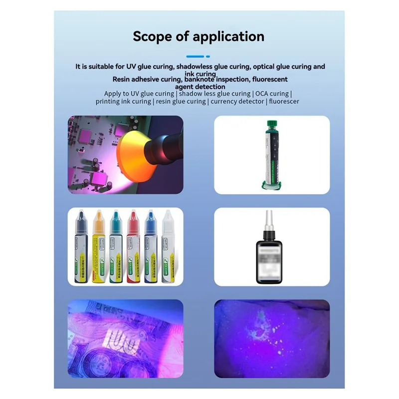 A84E-Lampada viola polimerizzante UV intelligente ad alta intensità Olio per saldatura verde per la scheda madre del telefono Lampada polimerizzante UV per riparazione LCD