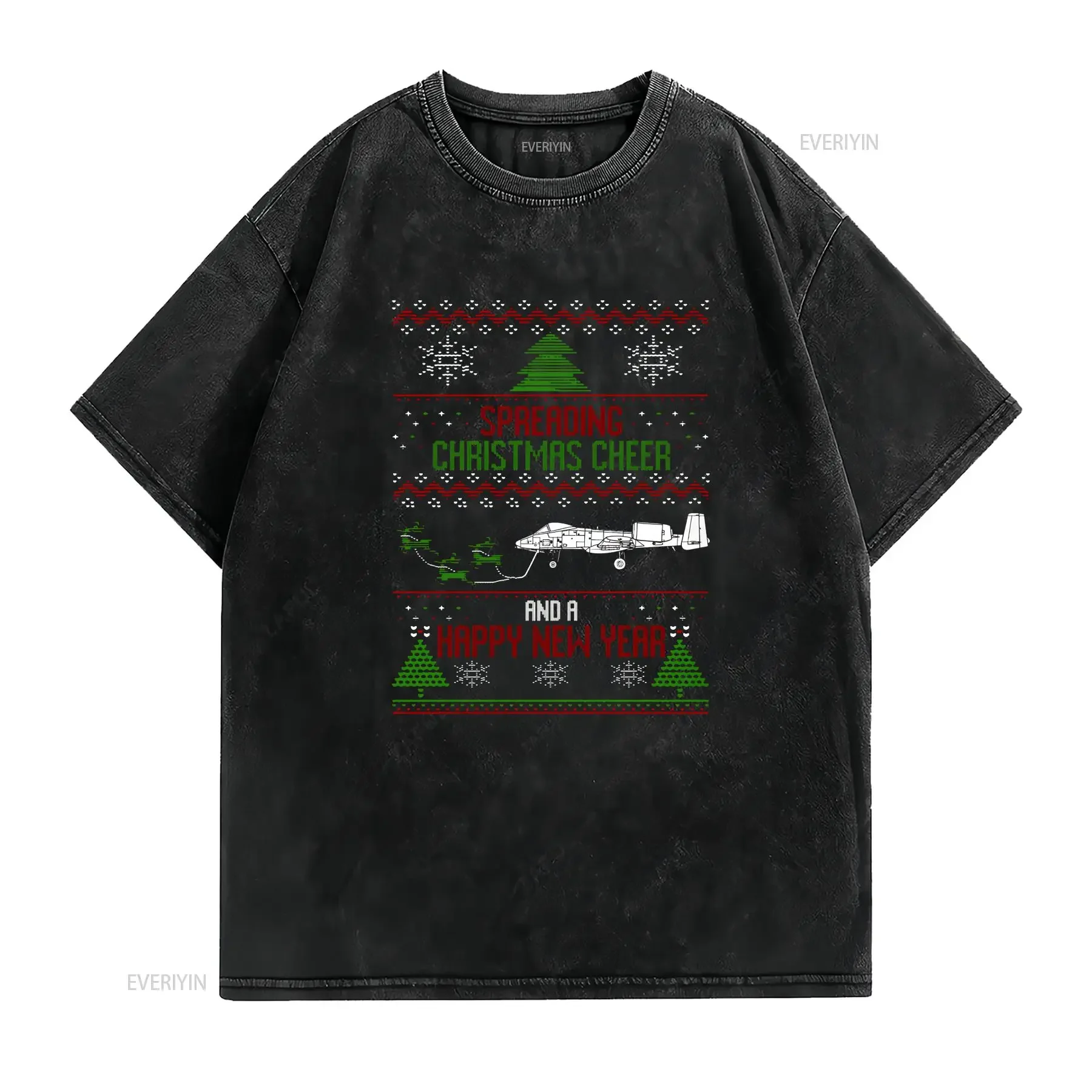 Military Aircraft A 10 Warthog Plane Ugly Christmas Sweater Jumper T Shirt vintage Washed homme fashion Soft Comfortable