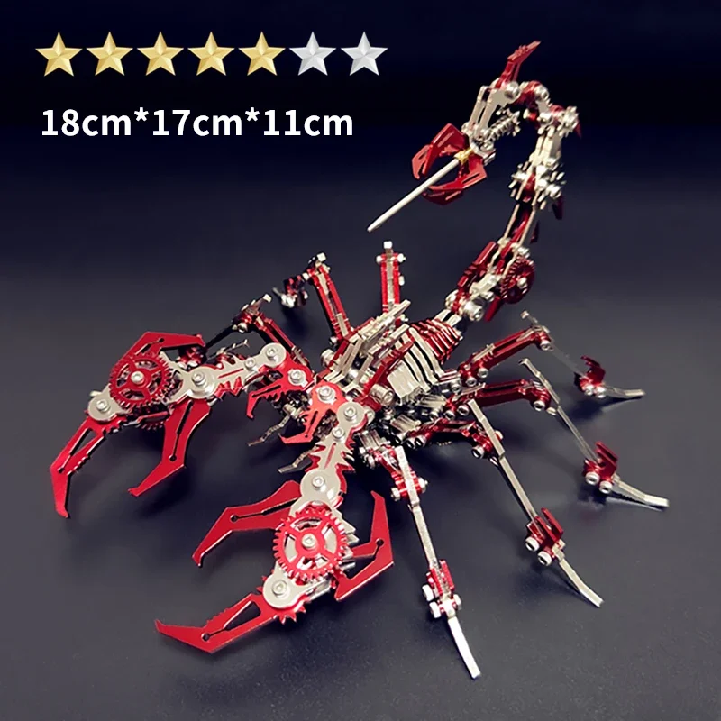 3D Metal Puzzle Red Scorpion Model Build Kits Jigsaw Colorful Mechanical Animals DIY Assembly Toy Gifts For Children Adults