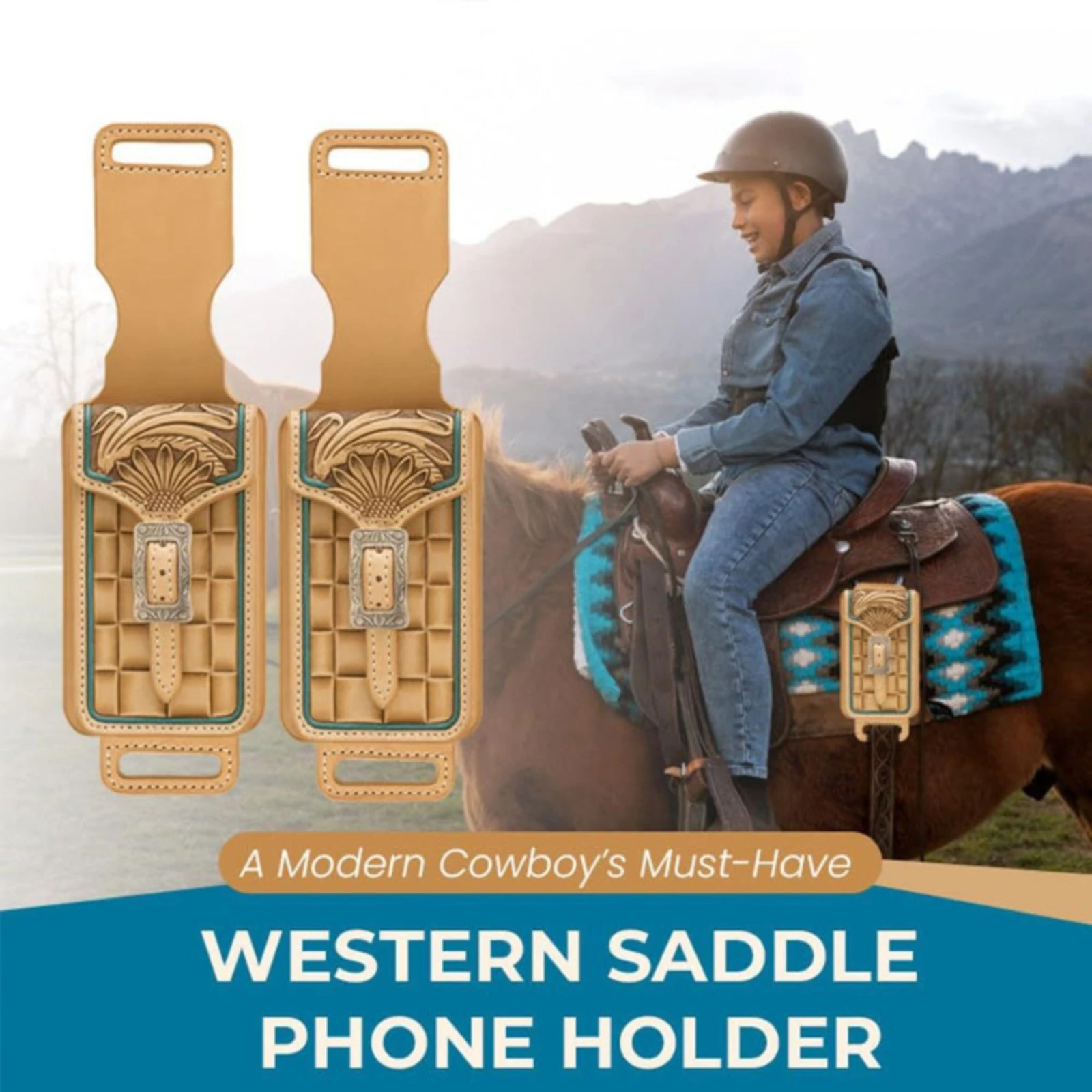 

Сумка для конного снаряжения с западным принтом, большая вместительная сумка для телефона, маленькая квадратная сумка