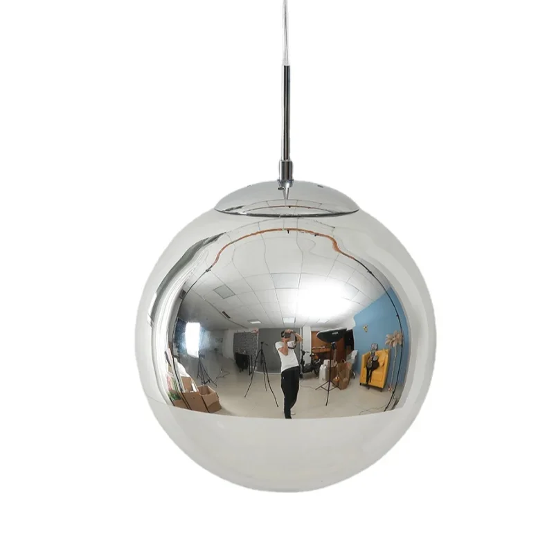 

Modern Pendant Lights Silver Mirror Ball Hanglamp Globe Glass Led Lamp Kitchen Living Room Bedroom Home suspension luminaire