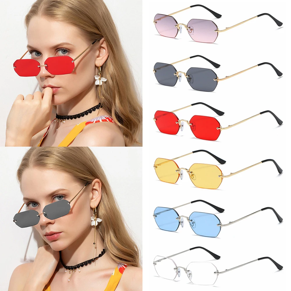 

Trend Rimless Driving UV400 Sun Glasses Rectangle Sunglasses for Women Eyewear Motorcycle Driving Sun Glasses