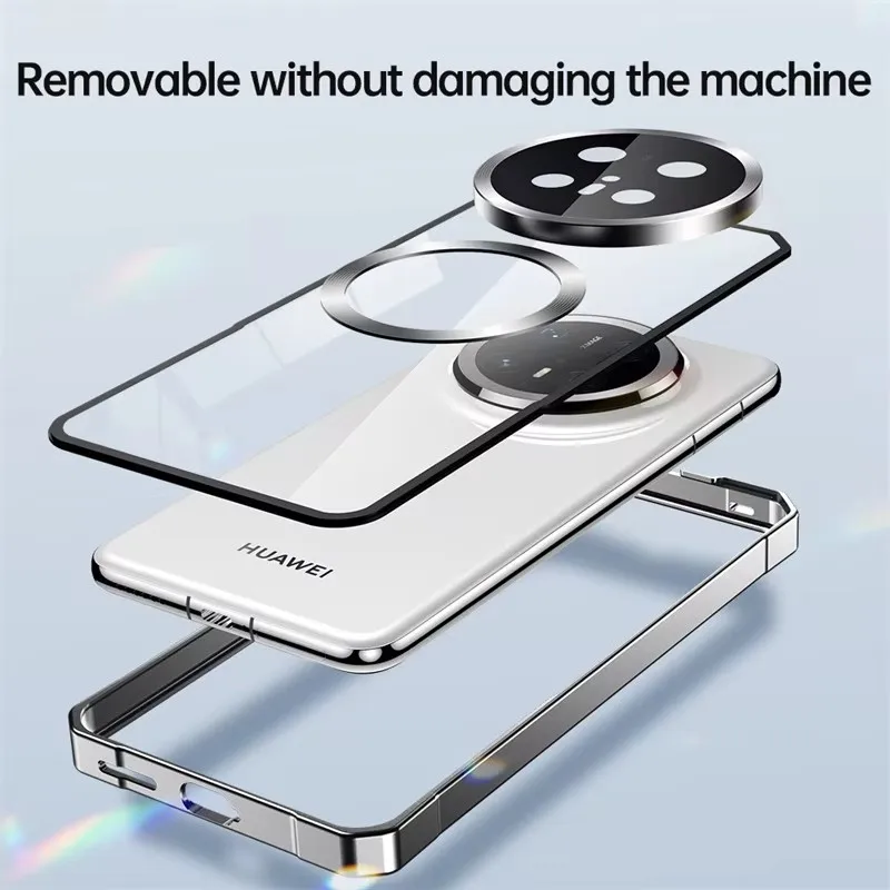 

Metal Frame Magsafe Magnetic Shockproof Cover For Huawei Mate 70 60 Pro Pura 70 Pro Ultra Push Pull Frosted Backboard Phone Case