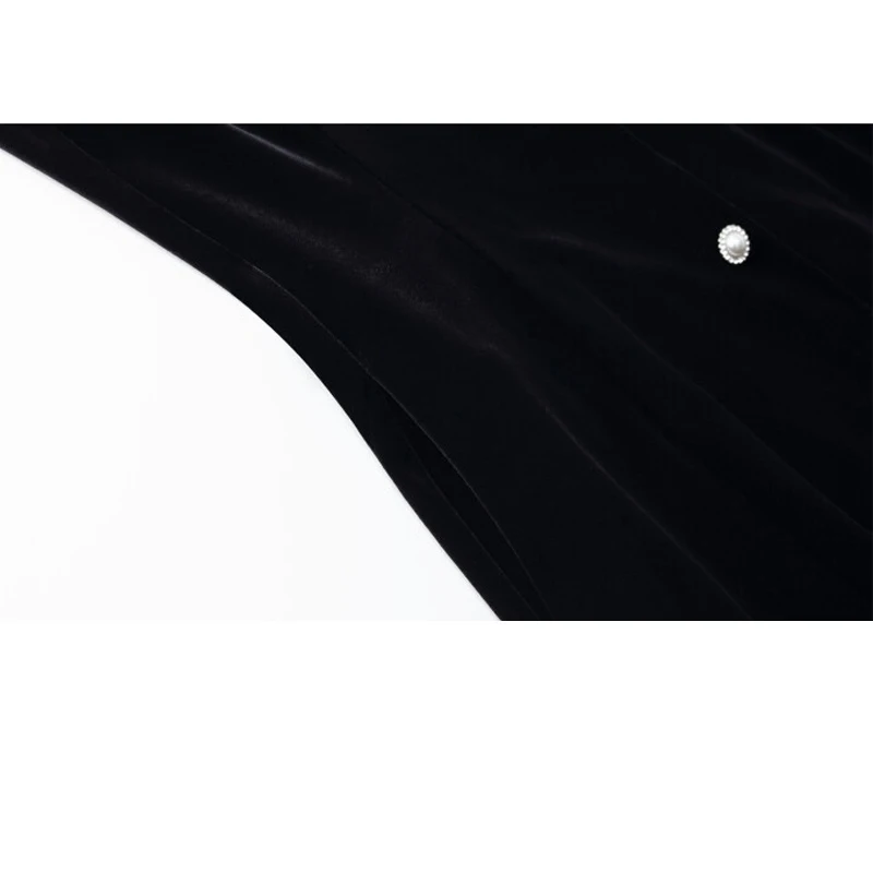 فستان نسائي مخملي من الحرير الطبيعي 100% مع حواف من الدانتيل، متوسط الطول، مناسب للترفيه في الهواء الطلق، مريح وفاخر. #6