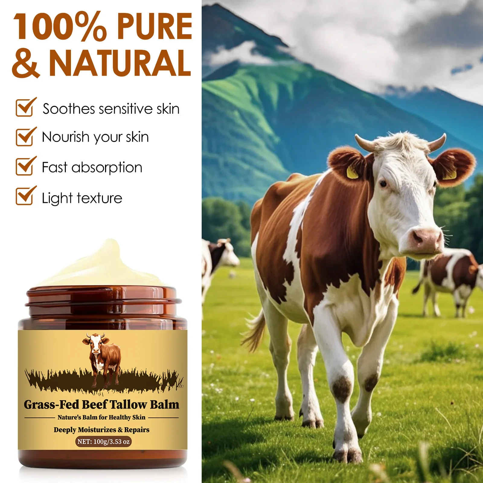 Beef Tallow Face Cream Facial Elasticity Nourishing Smooth  Facial Skin Firming Increase Lasting Moisturizing Soothing Skin Care
