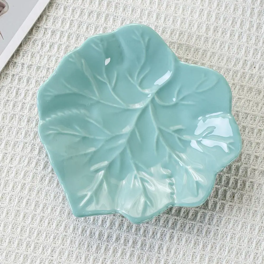 Decorative Kitchen Tray Ceramic Leaf-shaped Spoon Versatile Utensil Holder Tray Condiment Dish Jewelry Storage for Kitchen