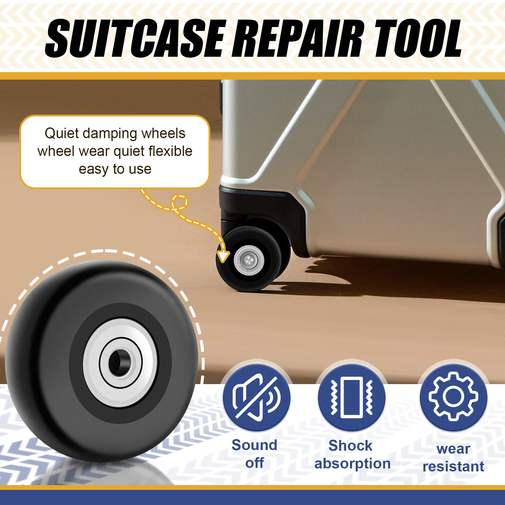 OD 50mm 4 Sets of Luggage Suitcase Replacement Wheels Axles Deluxe Repair Tool YDH