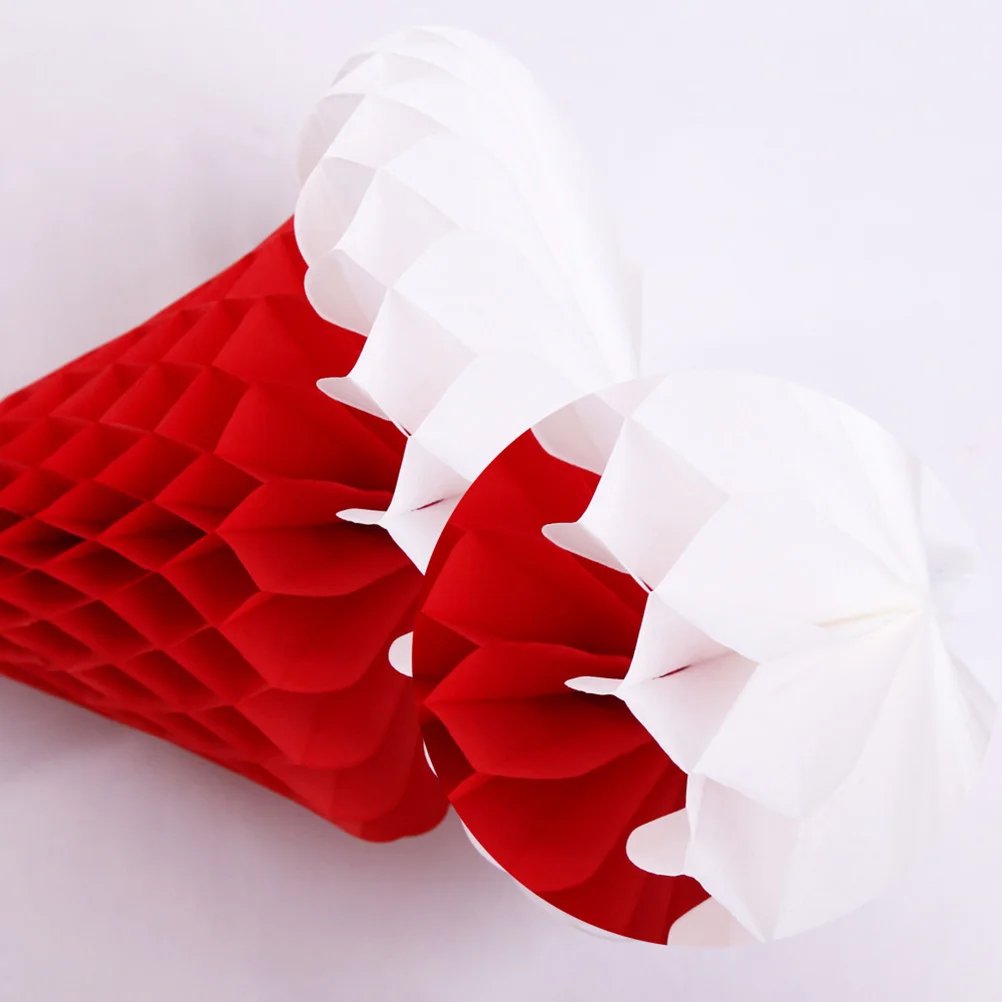 

2Pcs Paper Christmas Cap Honeycomb Style Party Hats Festival Decorative Accessories Photo Props Xmas Day New Year Celebration