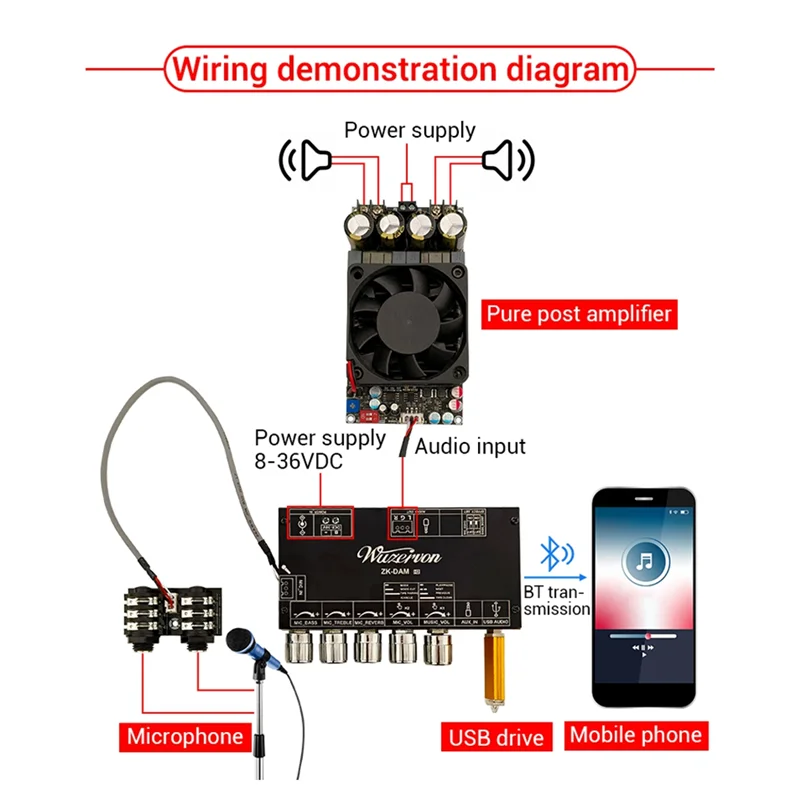 DAM H2 ميكروفون كاريوكي مع بلوتوث USB فك دعم توصيل TWS زوج AABGI