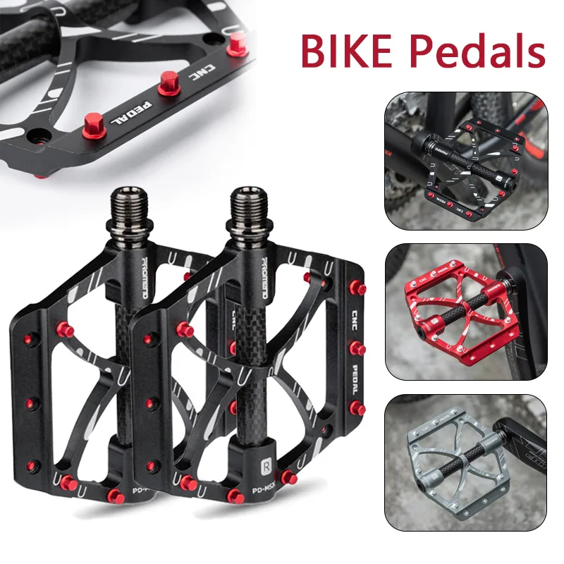 

Педали для велосипеда Mtb, плоские алюминиевые педали для велосипедной платформы, педали с подшипниками для горного велосипеда, трубка из углеродного волокна с шипами