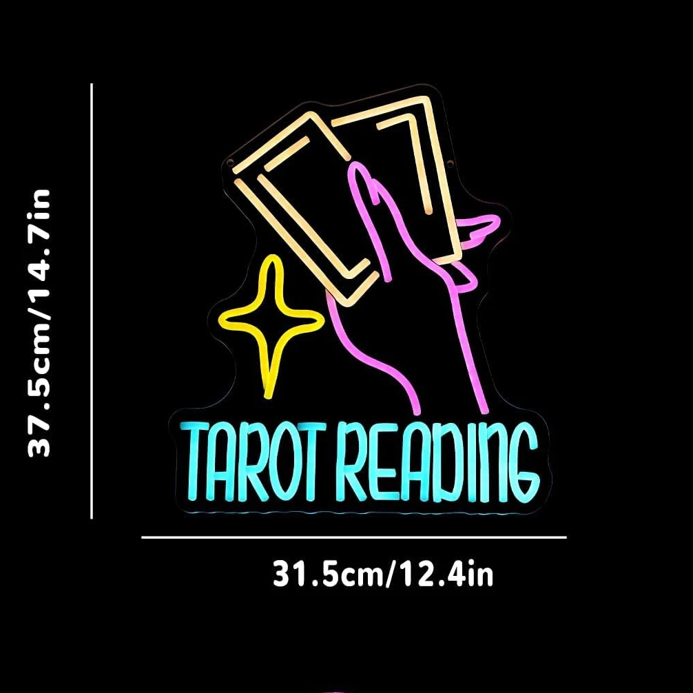 Tarot Reading Neon Sign for Wall Decor LED Dimmable Neon Light Divination for Tarot Hall Card Studio Bedroom Shop Decor Gift