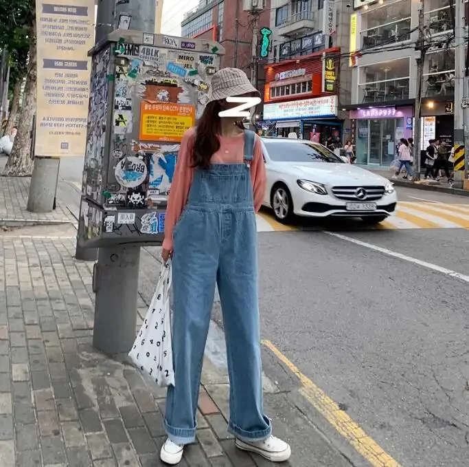 Jumpsuits Women Long Denim Strap Slim Summer All-match Vintage Womens Fashion Streetwear BF Ulzzang Leisure Simple Chic Students