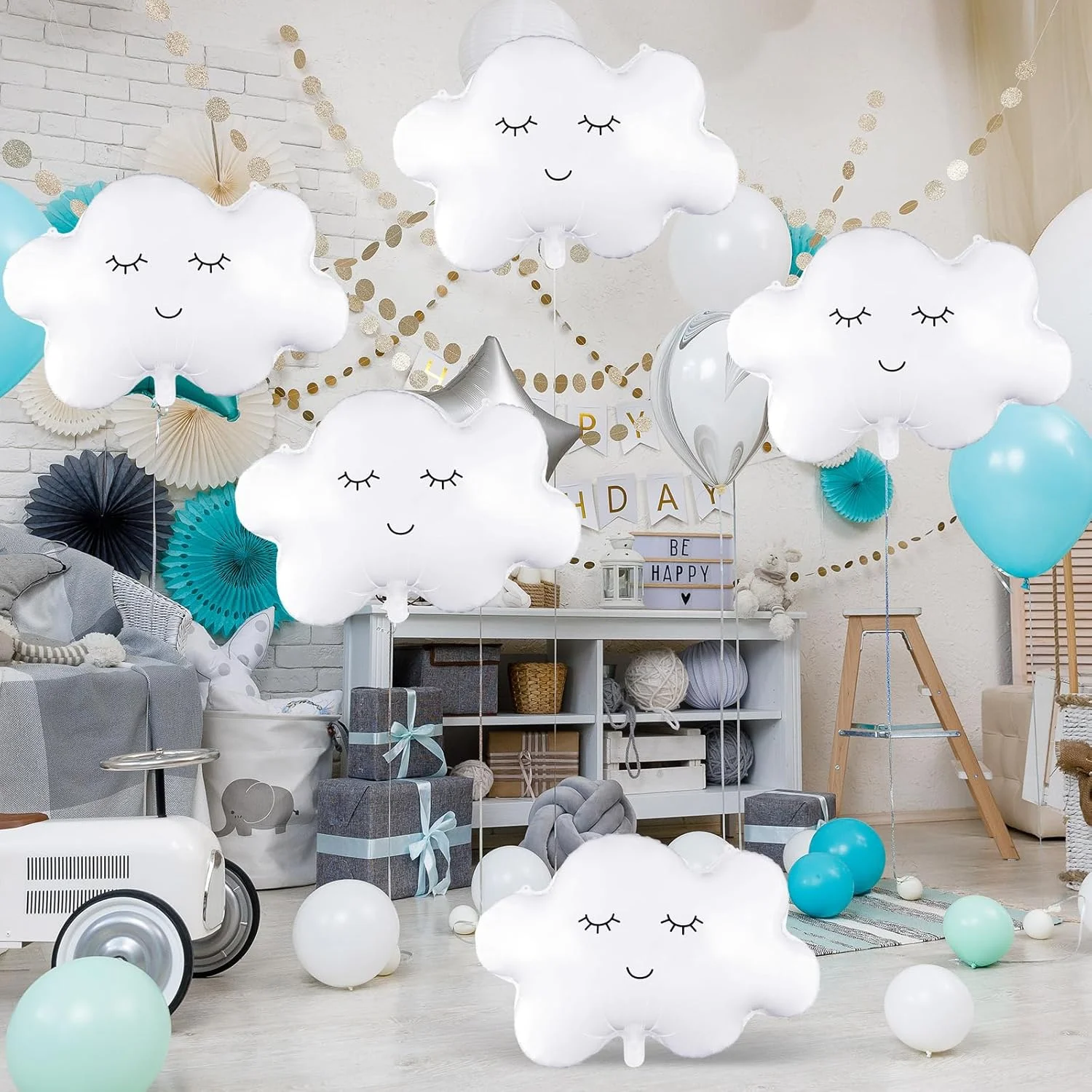 

30Inch Cute Cloud Aluminium Foil Balloons for Baby Shower Themed Birthday Party Wedding Indoor Background Decorations Supplies