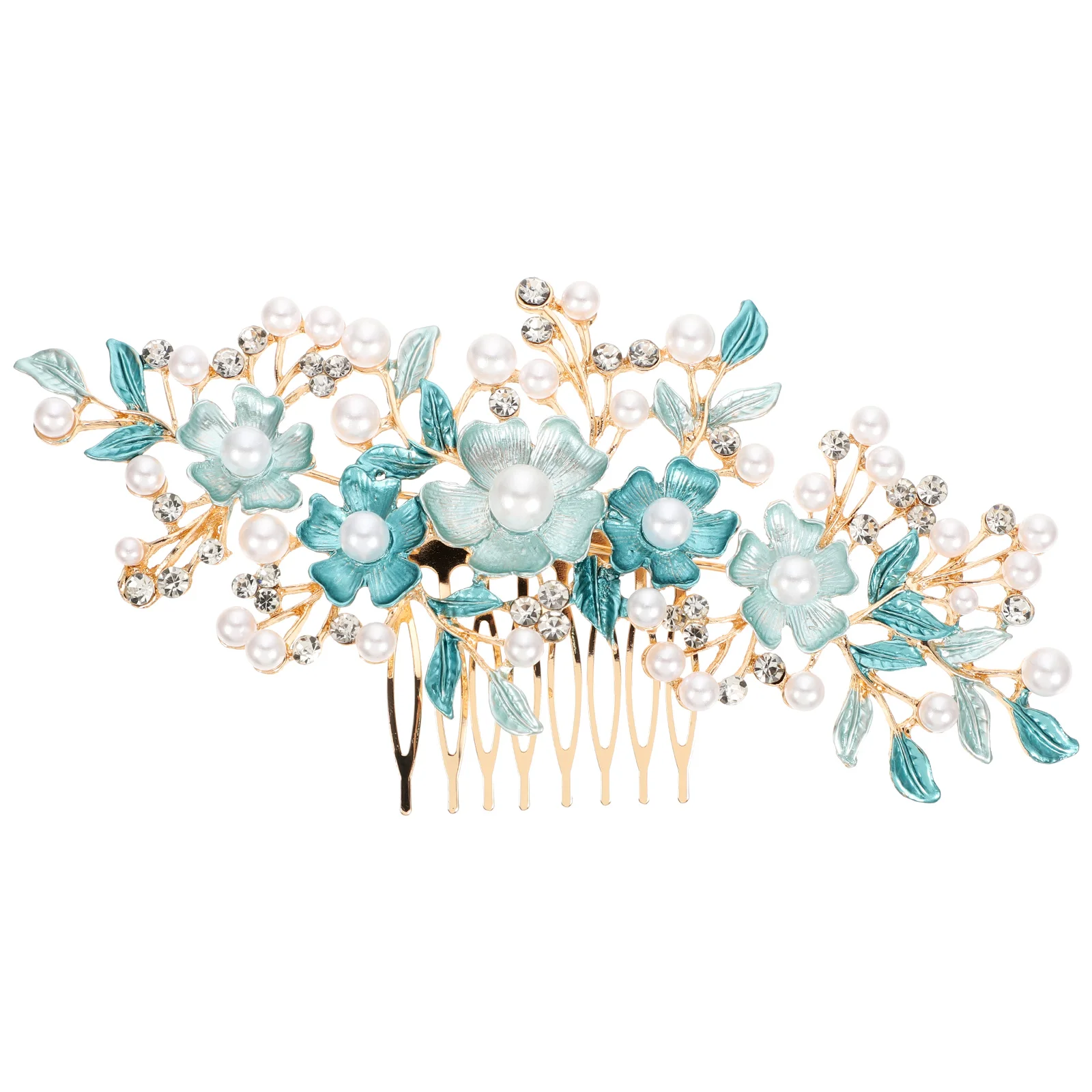 

Flowers Hair Comb Clip Rhinestone Bridal Wedding Headpiece Alloy Lightweight Durable Prom Anniversary Honeymoon Accessory For