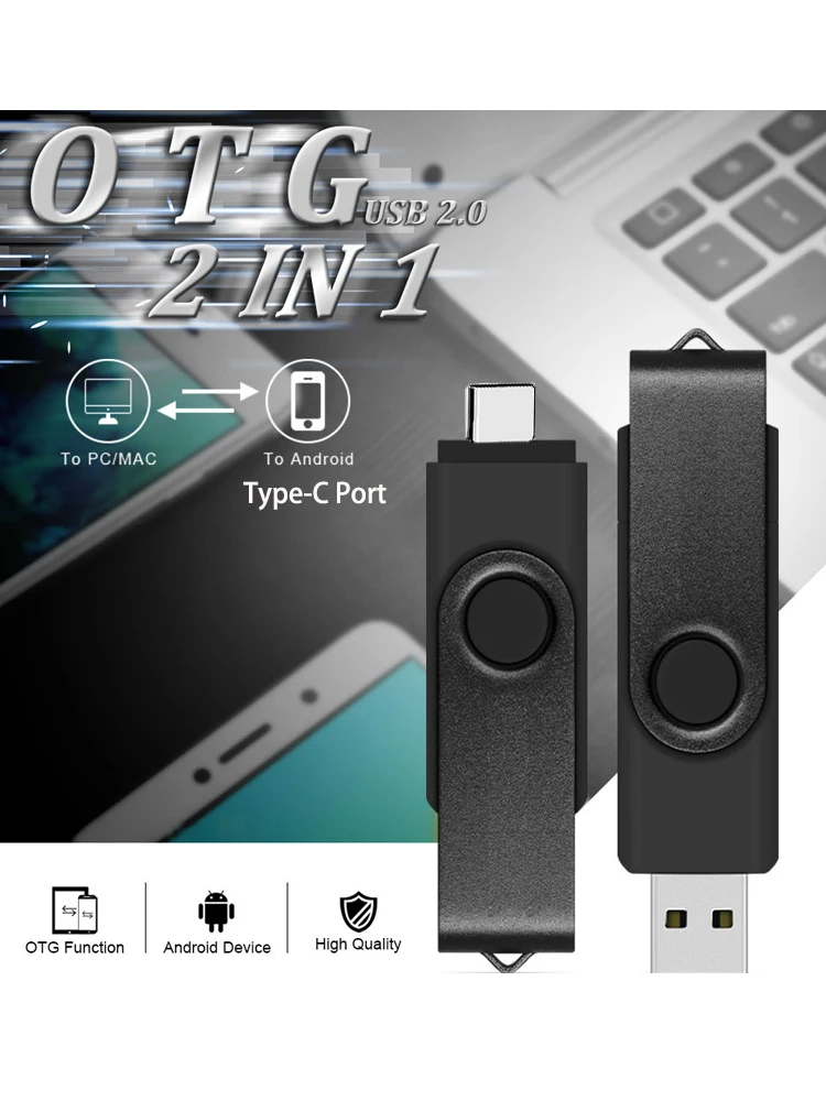 USB 2.0 & Type-C Flash Drive 128GB 64GB USB2.0 32GB 16GB 8GB OTG High Speed Pen Drive Memory Stick Pendrive for Phone Computer