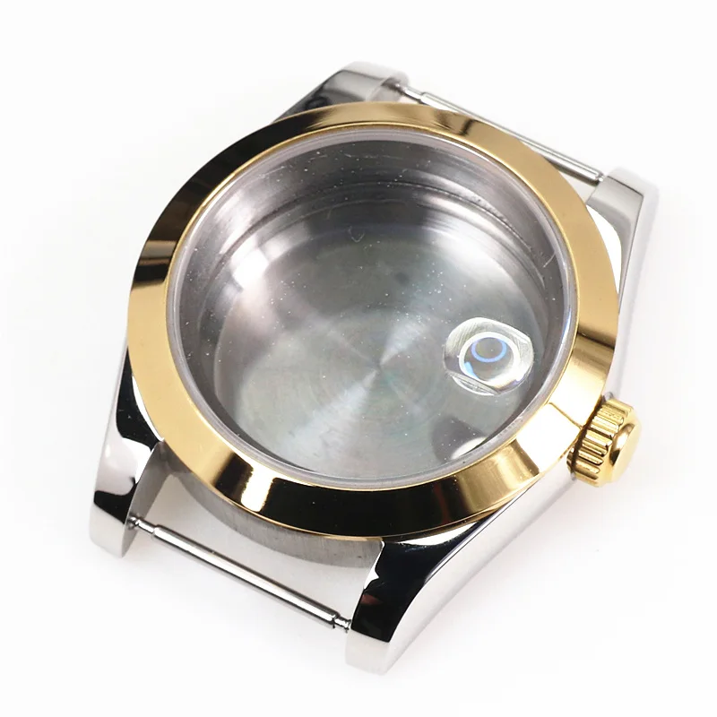 Apropriado para 39mm oyster perpetual sapphire glass com lupa caso de aço inoxidável nh35nh36 movimento acessórios caso