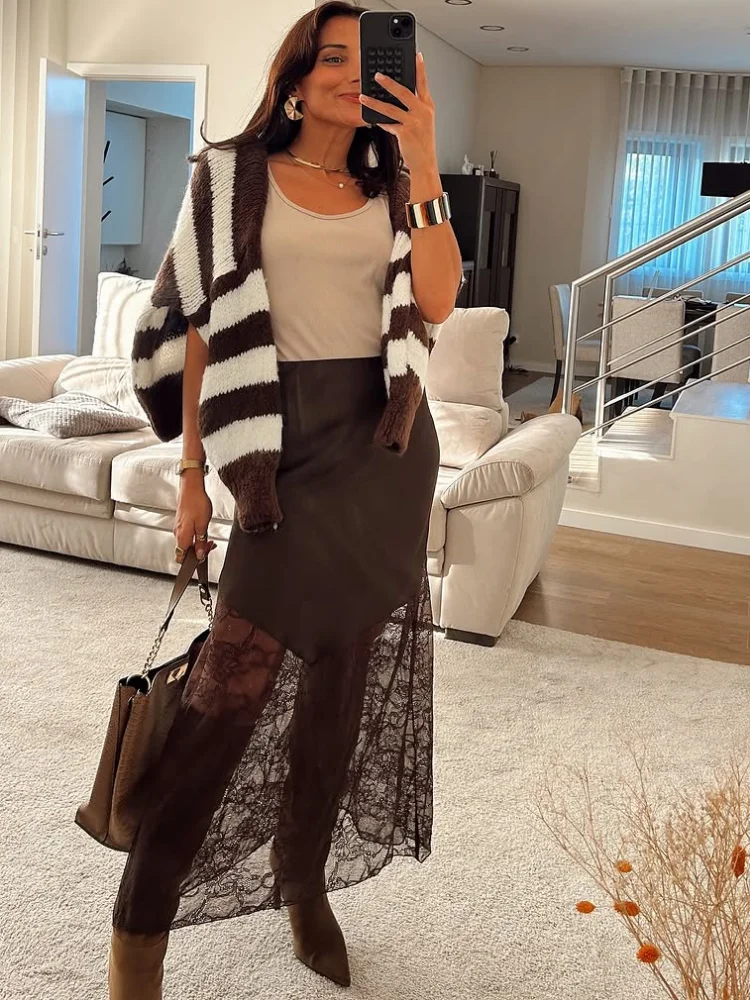 المرأة الصلبة الدانتيل تنورة صغيرة أنيقة مطوي Cinching الخصر قصيرة التنانير فضفاضة 2025 سيدة الموضة الصيف مساء حفلة مثير الجلباب #2