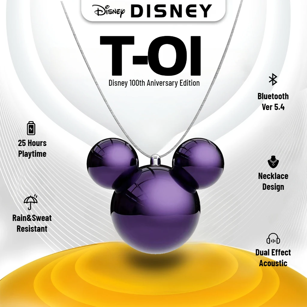 Disney 100th Anniversary Mickey Necklace TWS Earbuds invisible in Ear Bluetooth 5.4 Earphones HIFI Wireless Headset Gift Sets