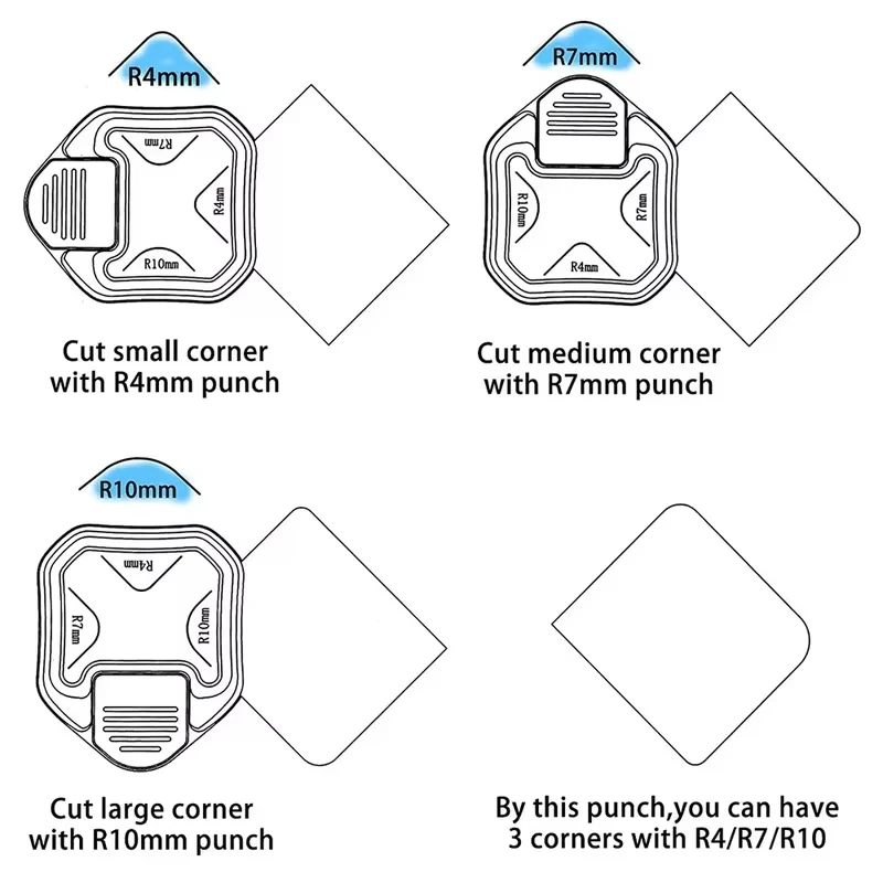 Runder Metall Kunststoff Runder Design Scrapbook Rounder Design Karten Handwerk Eckstanzer R 4 mm 7 mm 10 mm 3 in 1