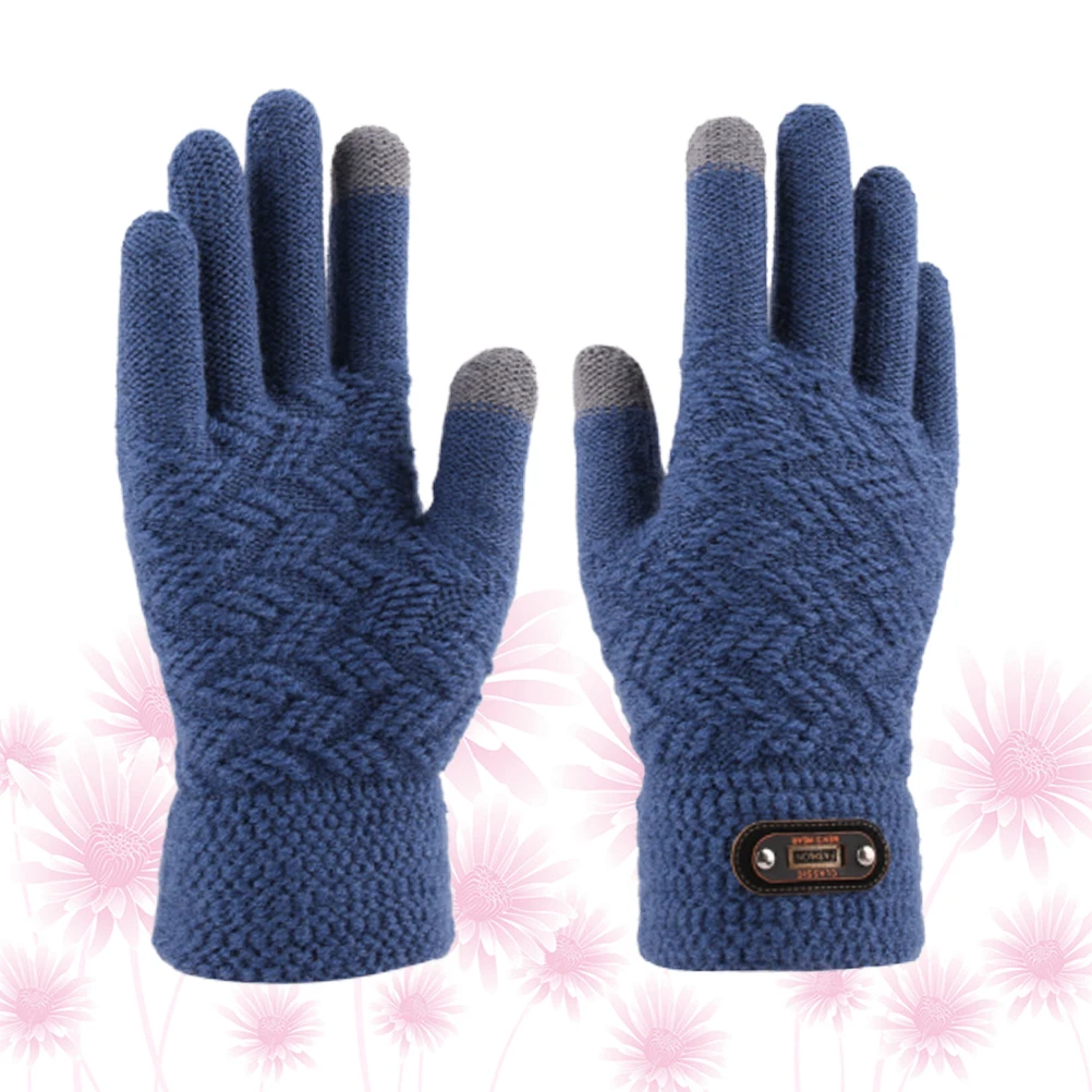 

Touch Screen Gloves Winter Warm Knitted Men Windproof Gloves Soft Elastic Fits Most Hands Conductive Material Outdoor Cold
