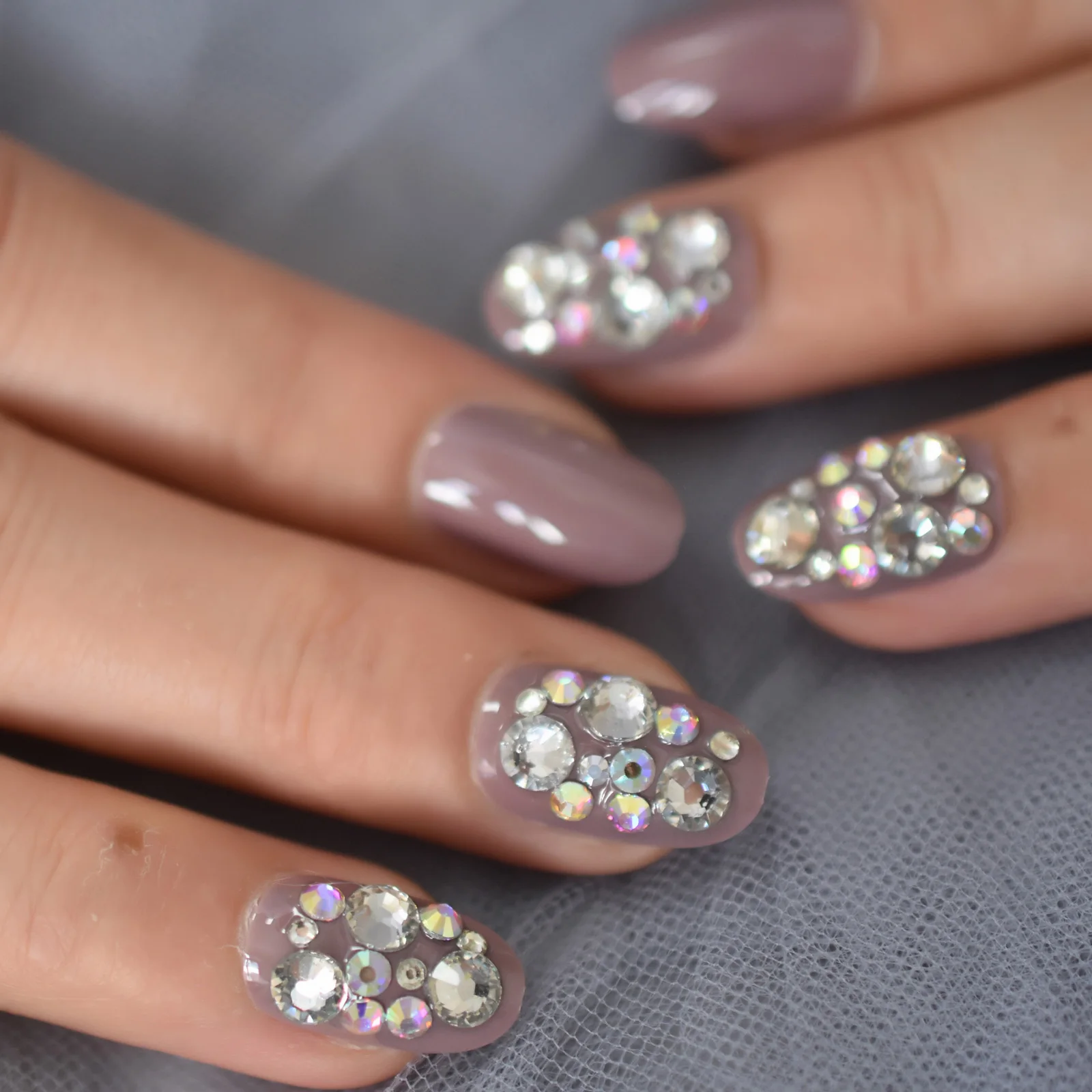 Cristal diamante gemas decoração imprensa em unhas falsas brilhante uv cobertura completa oval falso prego salão manicure uso diário dicas