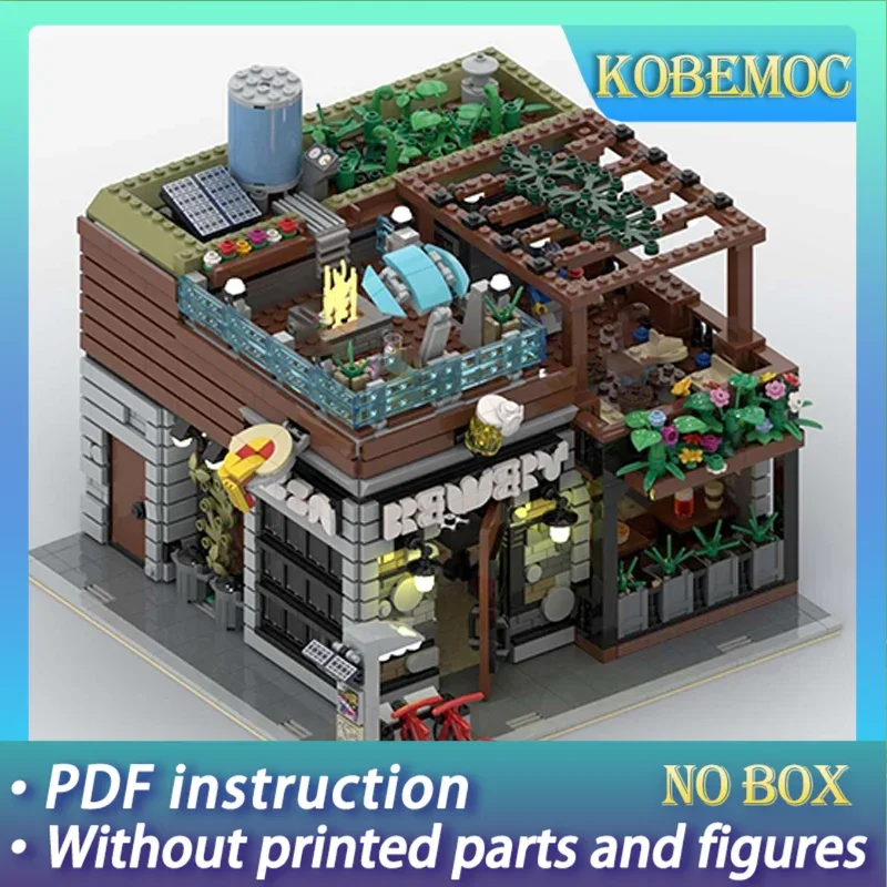 

Технические Moc Bricks, модель с видом на улицу, магазин пивоваренных изделий и пиццы, модульные строительные блоки, подарочные игрушки для детей, наборы «сделай сам», сборка