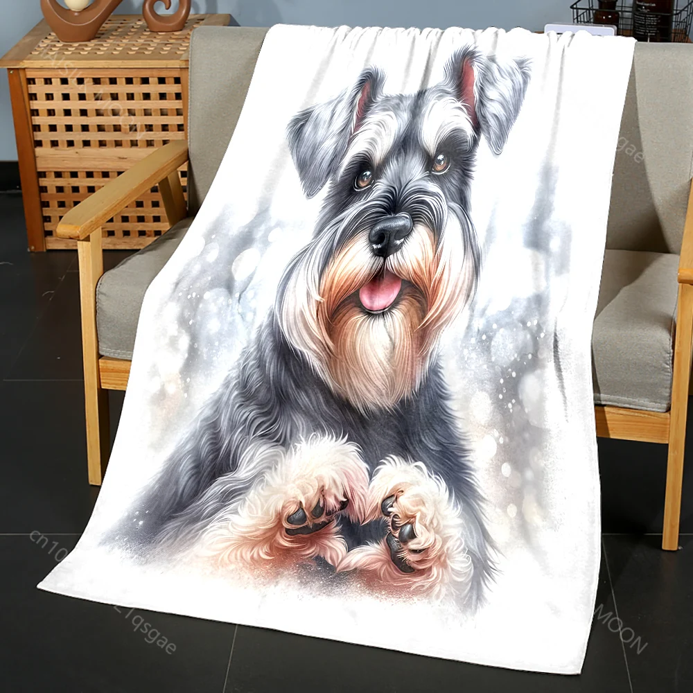 Multi-Sizes Schnauzer Making A Heart Shape Blanket Warm Soft Luxury Gifts for Children Adults Suitable for Home Bed Sofa Travel