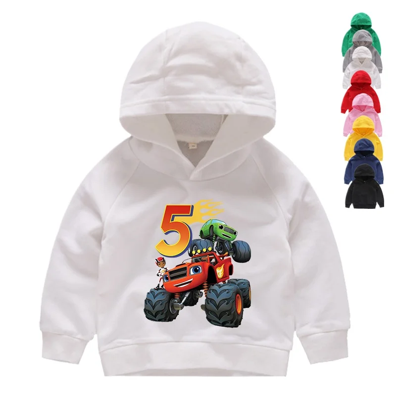 Children Clothes for Boys Sweatshirt Personalized Name Birthday Blaze Shirt Long T Shirt Girl Clothing Kids Toddler Fall Hoodie