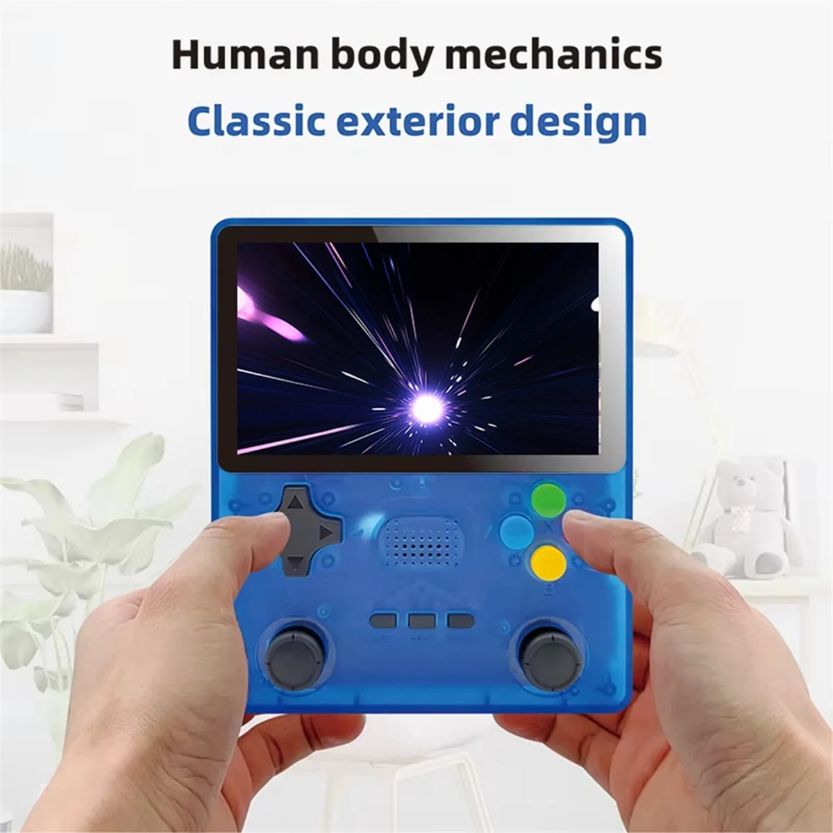 Neue R39S Retro Handheld Videospielkonsole Linux System 4 Zoll IPS Bildschirm Tragbare Tasche PSP Videospiele Player 64 GB Blau