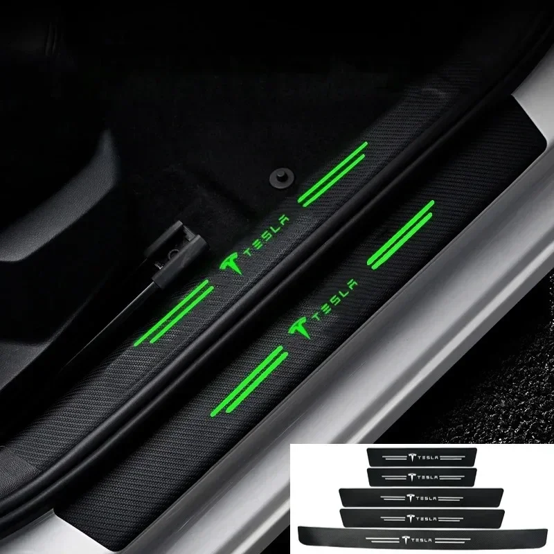 

Luminous Car Door Threshold Sill Strip Trunk Anti-collision Sticker Protection for Tesla Model S X 3 Y Roadster Cybertruck P85D