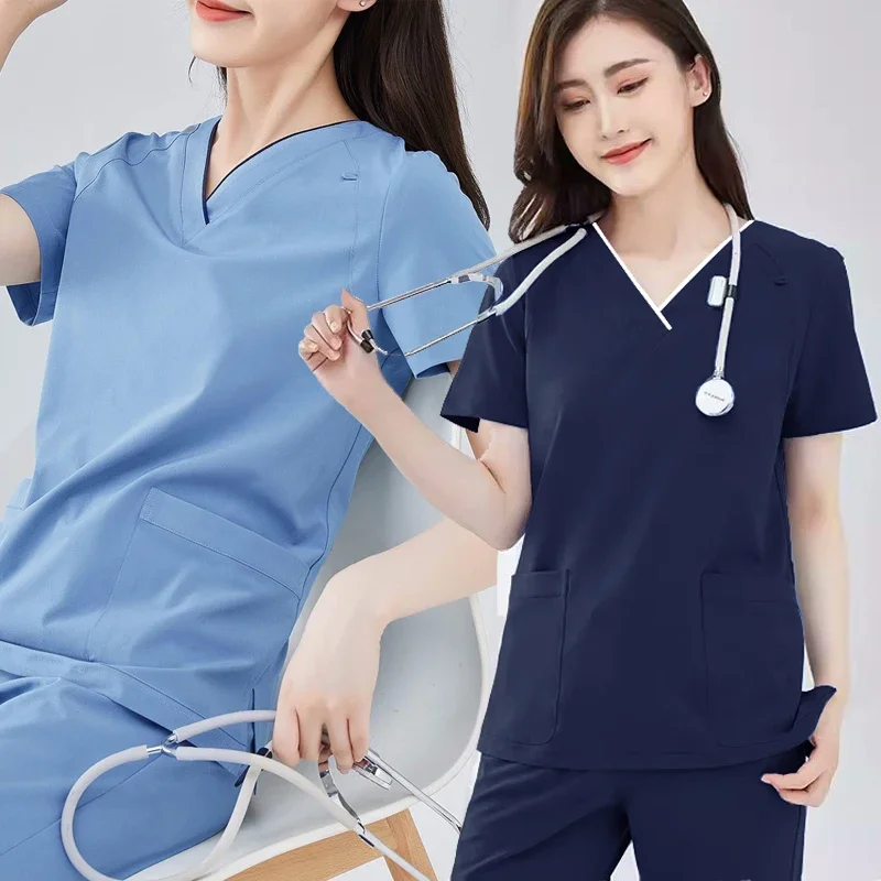 

Stretching Scrub Set Long Sleeve Women Medical Uniform Elastic Nursing Clothes Short Sleeve Scrubs Fast Drying Dentist Workwear