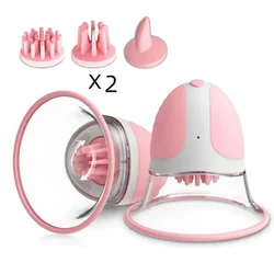 Breast Massage Nipple Vibrator Sucker Strong Manual Sucking Stimulator with 10 Vibration Rotation Modes Adult Sex Toys for Women