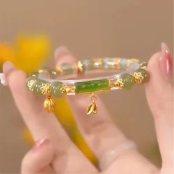 b05 Court Retro Lucky Imitation Hotan Jade Bracelet Vintage Light Luxury Handmade Jewelry Bracelet Women's Girls Jewelry Gift